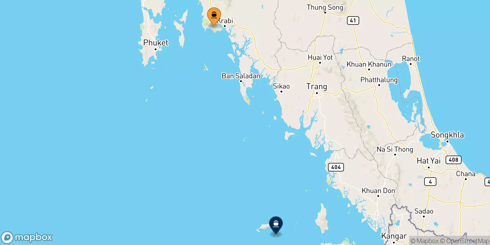 Ferries from Ao Nang (Nopparat Thara Pier) to Koh Lipe (Bundhaya Pier)