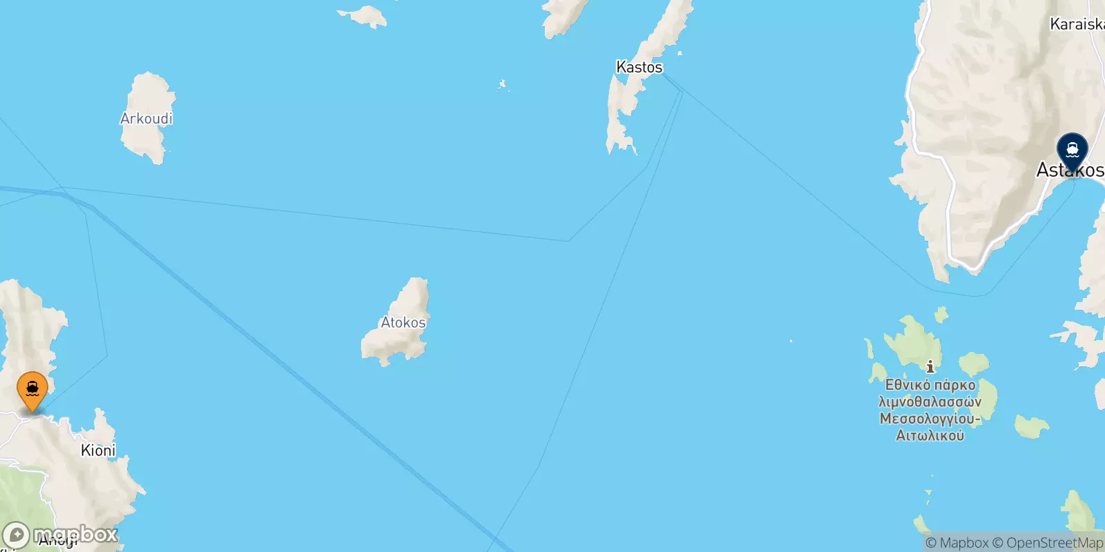 Ferries from Frikes (Ithaka) to Astakos