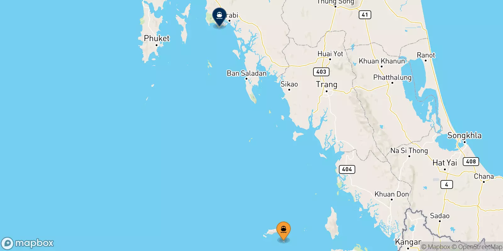 Ferries from Koh Lipe (Bundhaya Pier) to East Railay Bay Beach Floating Pier