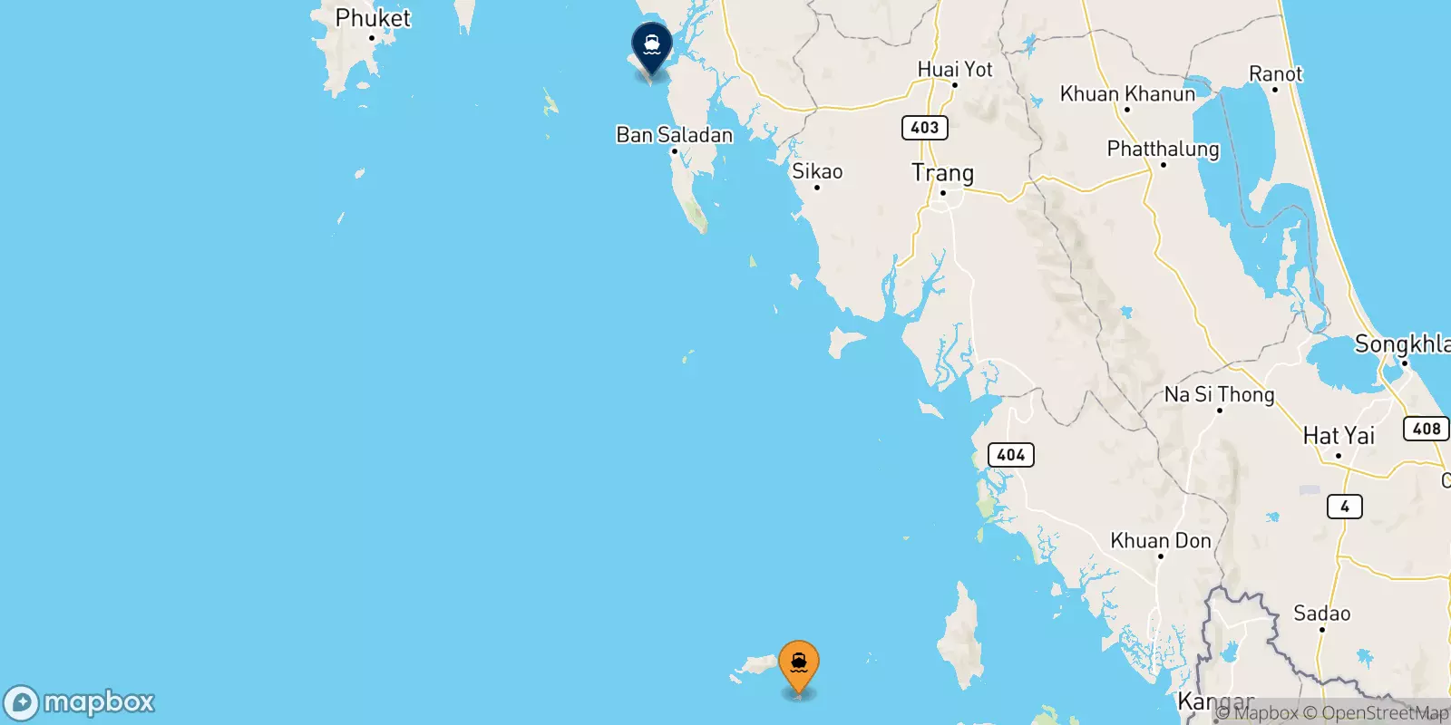 Ferries from Koh Lipe (Bundhaya Pier) to Koh Jum