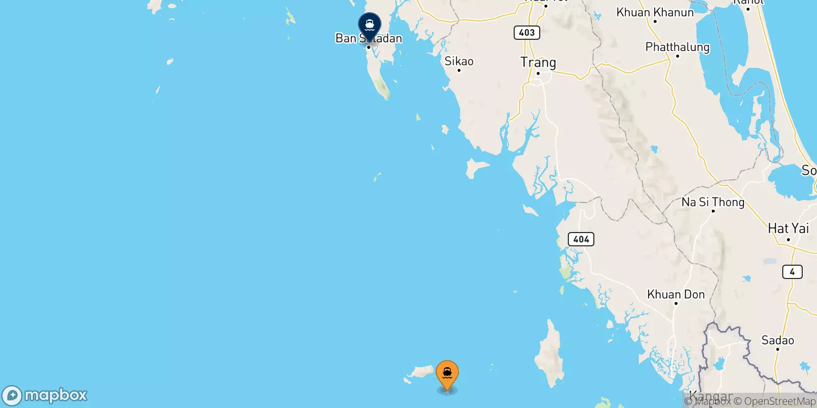 Ferries from Koh Lipe (Bundhaya Pier) to Koh Lanta (Saladan Pier)