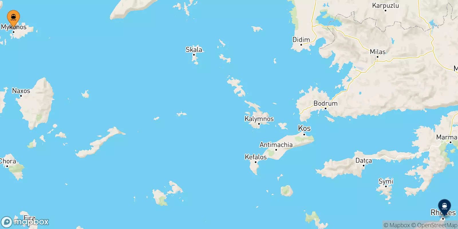 Ferries from Mykonos to Rhodes