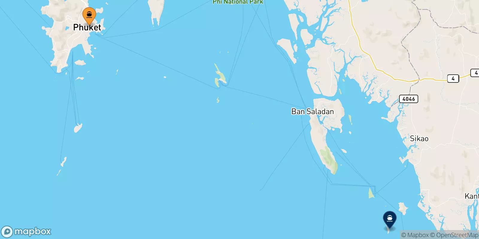 Ferries from Phuket (Rassada Pier) to Koh Kradan Beach