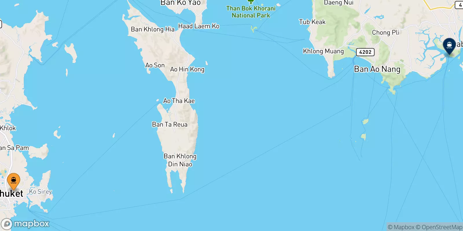 Ferries from Phuket (Rassada Pier) to Krabi (Klong Jilad Pier)