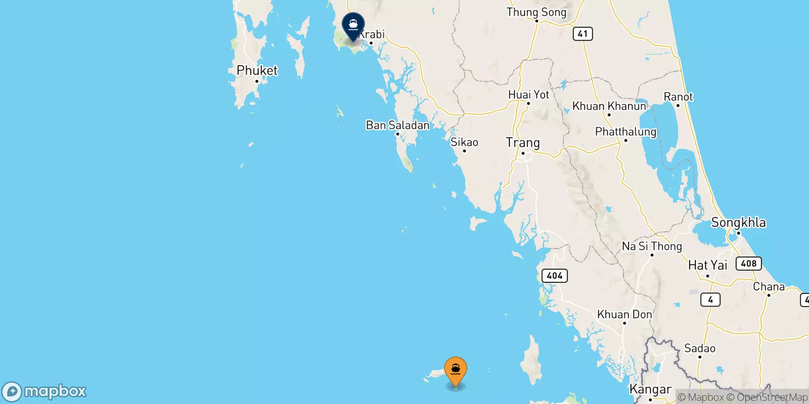 Ferries from Koh Lipe (Bundhaya Pier) to Ao Nang (Nopparat Thara Pier)