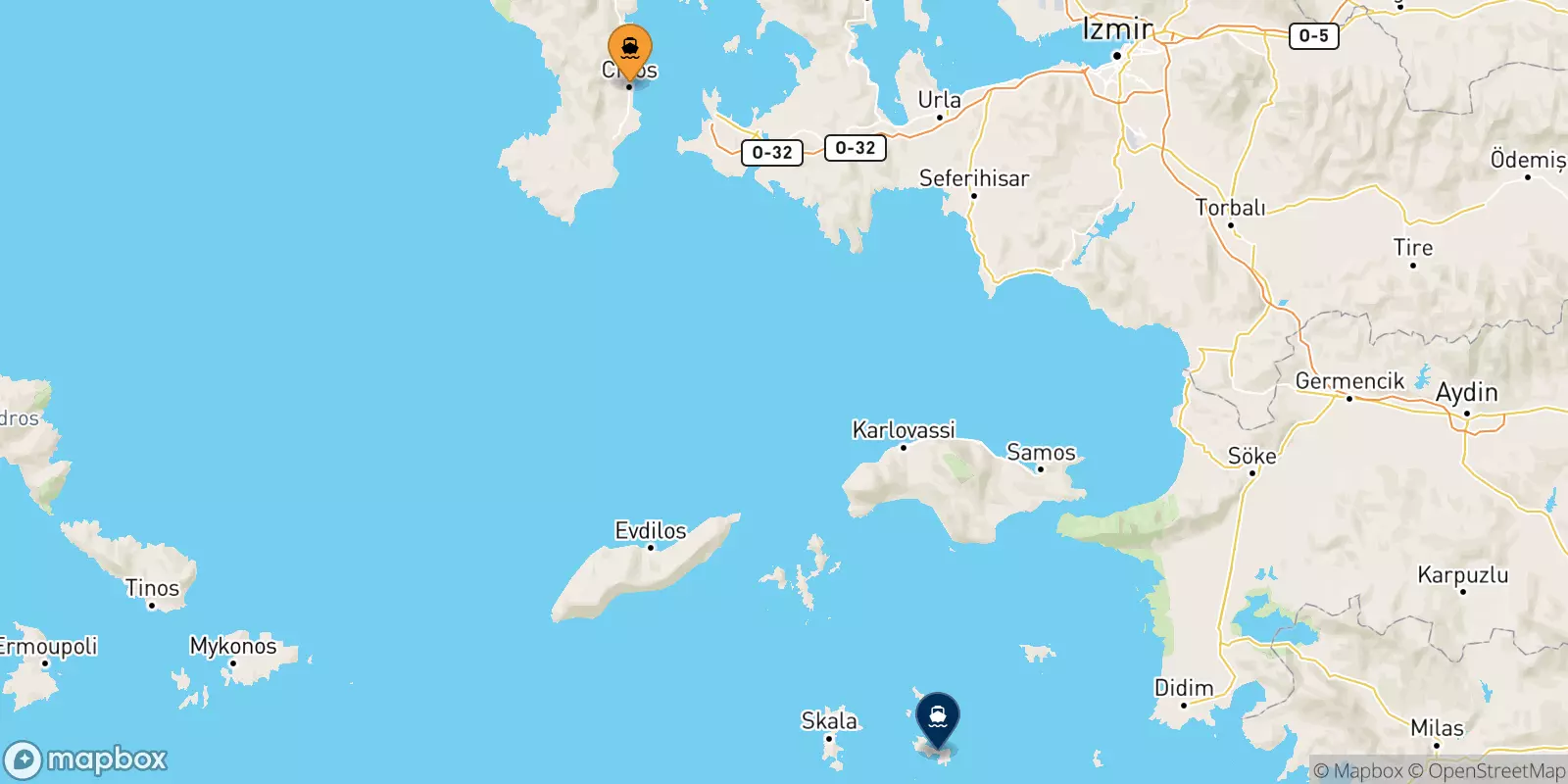 Ferries from Chios to Lipsi