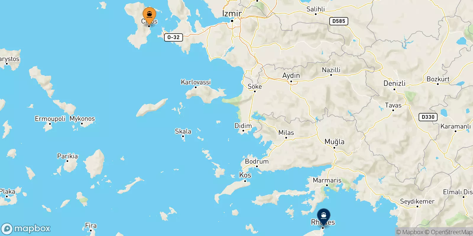 Ferries from Chios to Rhodes