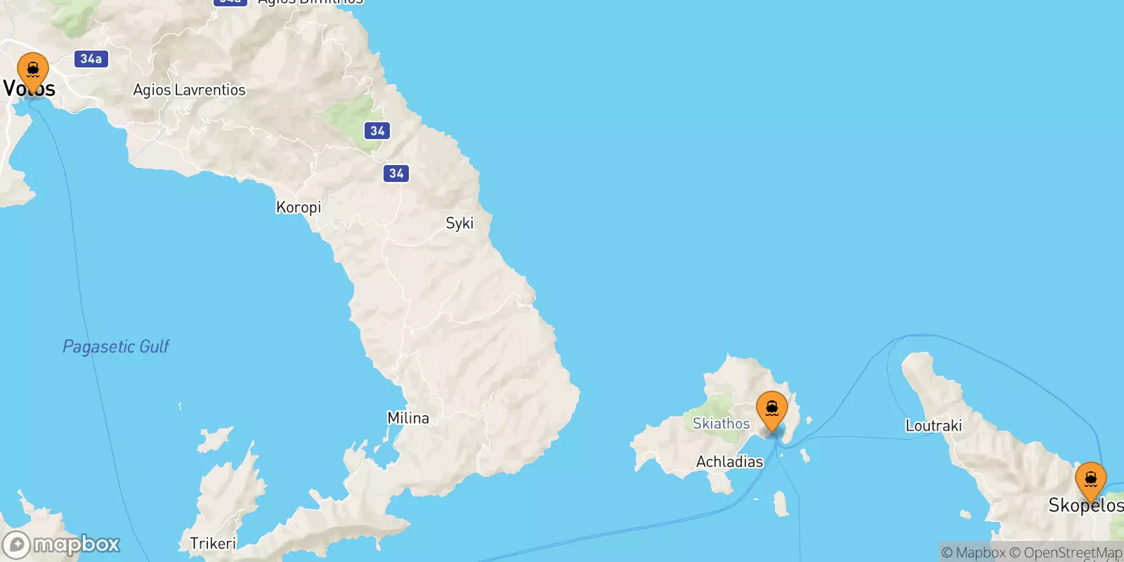 Ferries to Platanias (Skiathos)