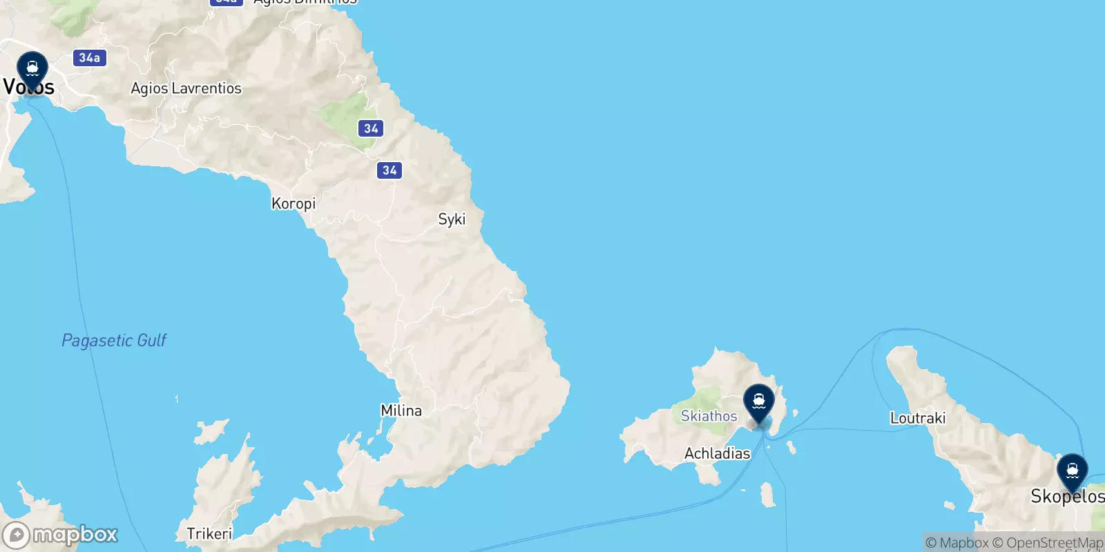 Ferries from Platanias (Skiathos) to Greece